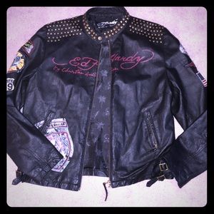 Mens ED hardy motorcycle leather